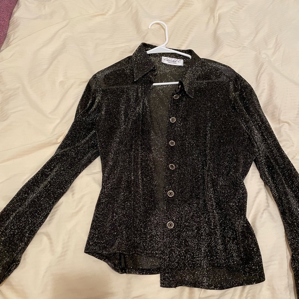 Vintage gold disco button down